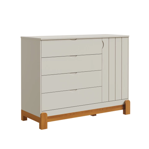 Cômoda Lotus com 4 Gavetas e 1 Porta - Areia Fosco