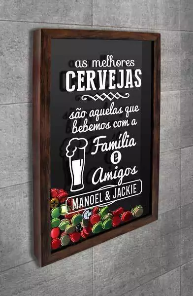 Porta Tampinhas Personalizado As melhores cervejas - Quadro Novo