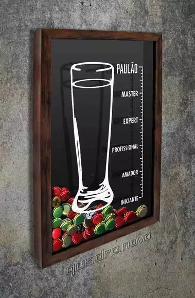 Porta Tampinhas Personalizado Apreciador de Cerveja - Quadro Novo