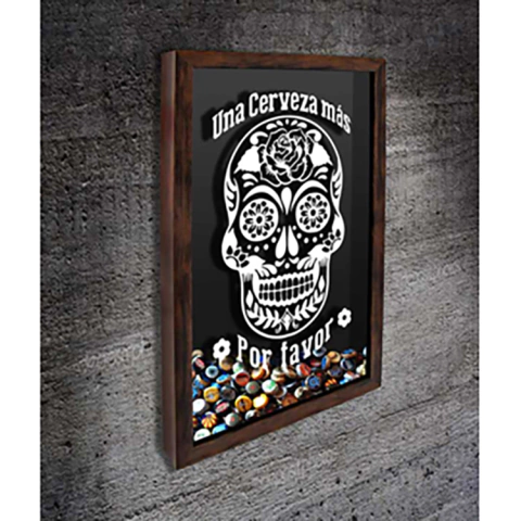 Quadro Porta Tampinhas Una Cerveza más - Quadro Novo