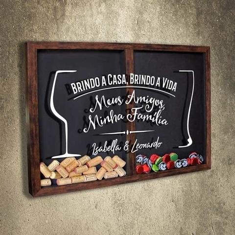 Quadro Rolhas/Tampinhas Personalizado Brindo a casa... - Quadro Novo