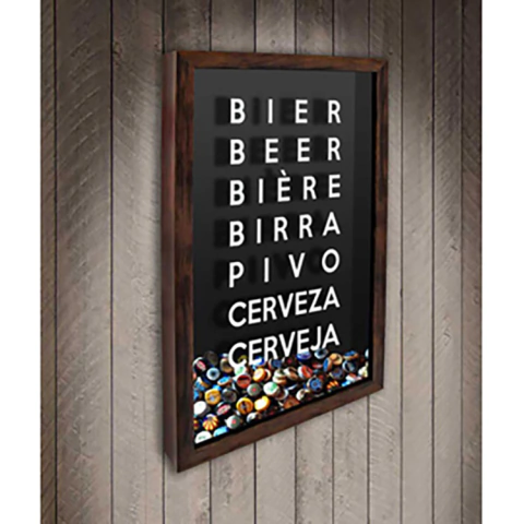 Quadro Porta Tampinhas Cerveja no mundo - Quadro Novo