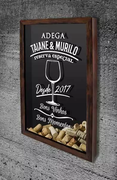 Porta Rolhas Personalizado Adega do casal - Quadro Novo