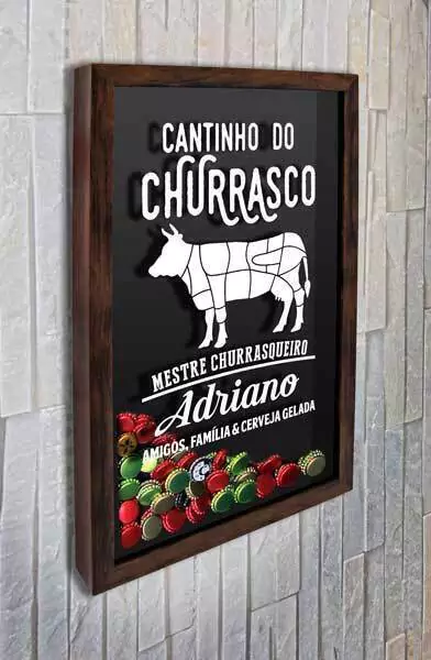 Porta Tampinhas Personalizado Cantinho do Churrasco - Quadro Novo