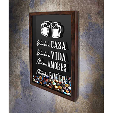 Quadro Porta Tampinhas Brindo a Casa - Quadro Novo