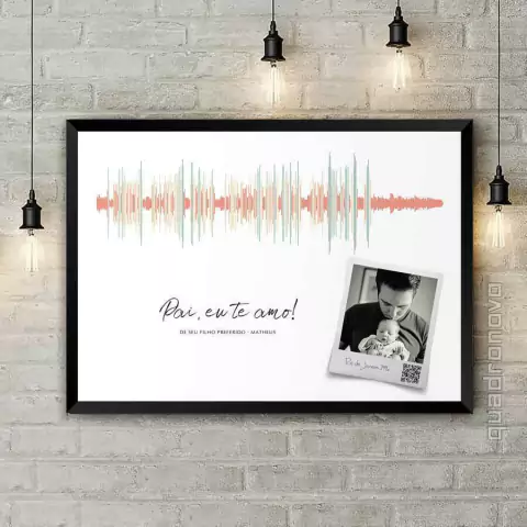 Quadro Personalizado Interativo Onda Sonora com foto - Quadro Novo