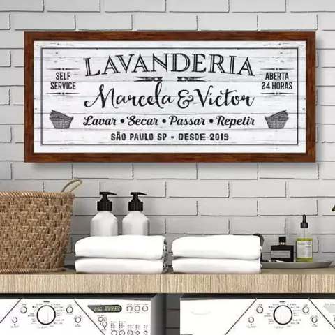Quadro Lavanderia Panorâmico - Lavanderia da Família - Quadro Novo