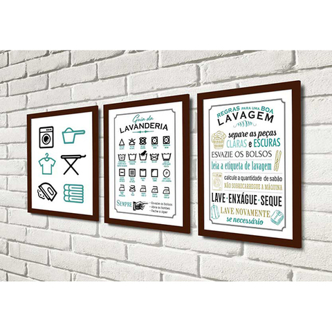 Quadros para Lavanderia - Kit Guia da Lavanderia 3 - Quadro Novo