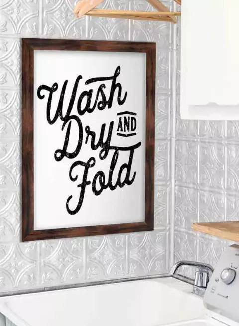 Quadro Lavanderia Wash, Dry and Fold - Quadro Novo