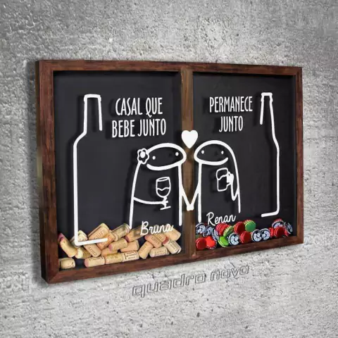 Quadro Rolhas/Tampinhas Personalizado Casal que bebe 2 - Quadro Novo