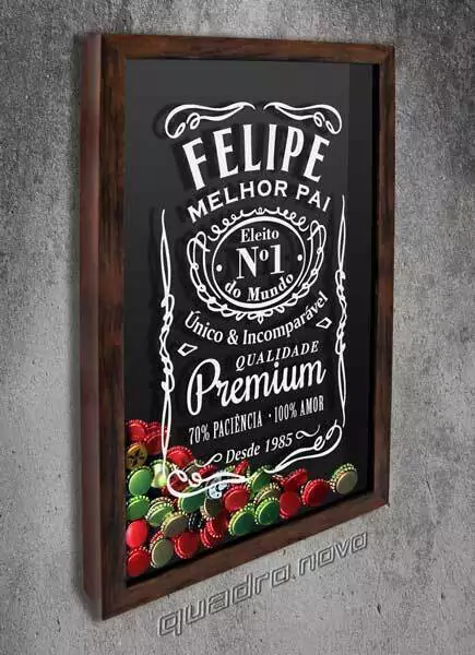 Porta Tampinhas Personalizado Pai número 1 - Quadro Novo