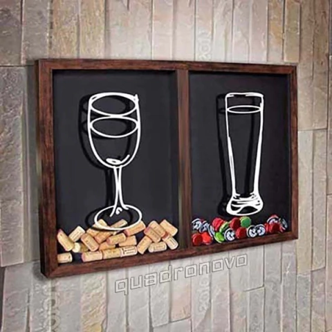 Quadro Misto para Rolhas e Tampinhas - Copo e Taça 1 - Quadro Novo