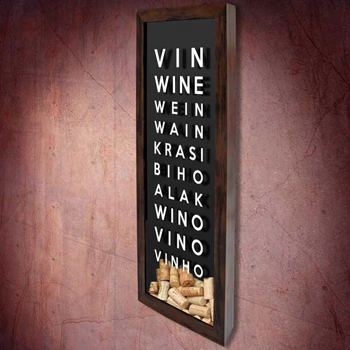 Quadro para Rolhas Slim - Vinho no Mundo - Quadro Novo