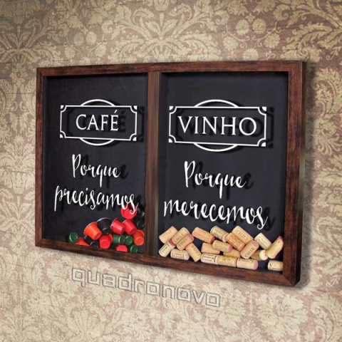 Quadro Misto para Rolhas e Cápsulas de café - Merecemos e Precisamos - Quadro Novo
