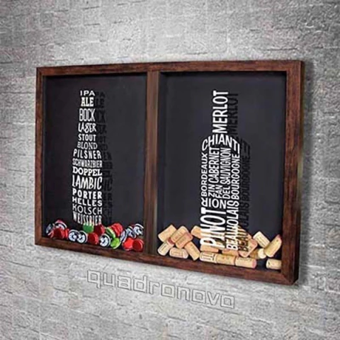 Quadro Misto para Rolhas e Tampinhas - Tipos de Vinho e Cerveja 4 - Quadro Novo