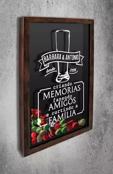 Porta Tampinhas Personalizado Criando Memórias - Quadro Novo