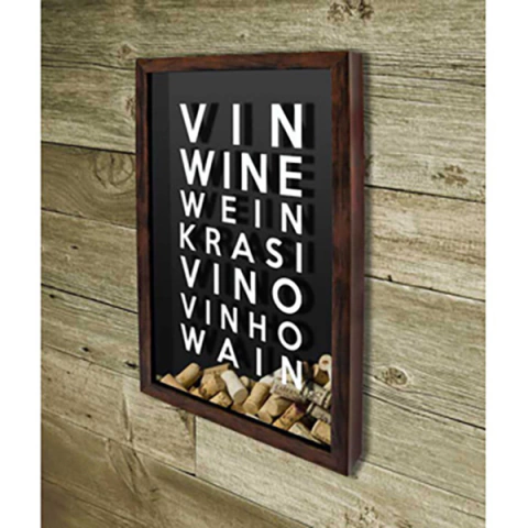 Quadro Porta Rolhas Vinho em diversas línguas - Quadro Novo