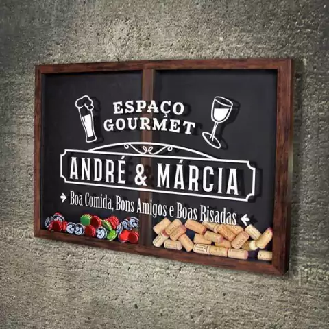 Quadro Rolhas/Tampinhas Personalizado Espaço Gourmet - Quadro Novo