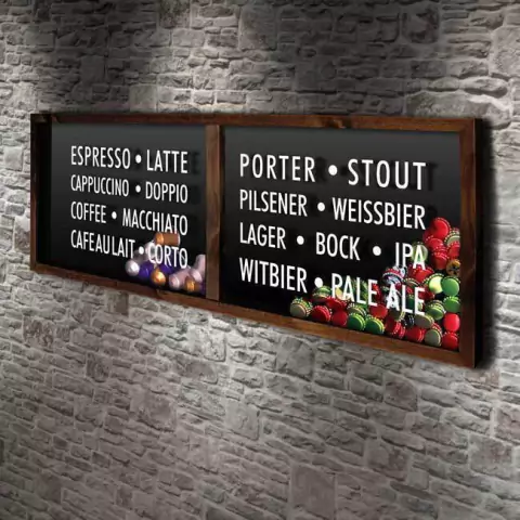 Porta Tampinhas e Cápsulas Panorâmico - Tipos de Cerveja e Café - Quadro Novo