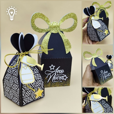 ARTE CAIXA DOCE E PRESENTES ANO NOVO PRETO E DORADO – AN2025-15