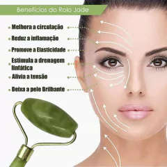 Rolo Massageador Facial Pedra Jade Anti Estresse E Anti Rugas Massoterapia - comprar online