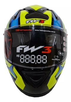CAPACETE FW3 -GTX FOX AMARELO/AZUL 58 (NOVA FORRAC na internet