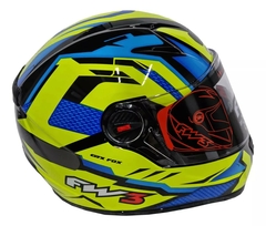 CAPACETE FW3 -GTX FOX AMARELO/AZUL 58 (NOVA FORRAC - Wan Foguete