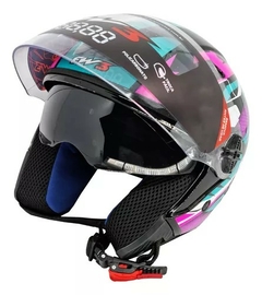 CAPACETE ABERTO X OPEN UP FOX COM VIS. INTERNA- AZUL TIFANNY - comprar online