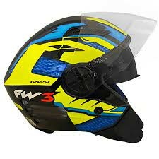 Imagem do CAPACETE ABERTO X OPEN UP FOX COM VISEIRA INTERNA COR AMARELO E AZUL