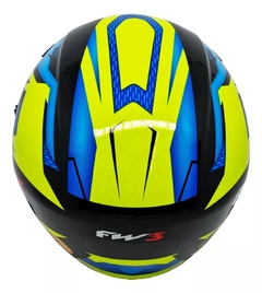 CAPACETE ABERTO X OPEN UP FOX COM VISEIRA INTERNA COR AMARELO E AZUL