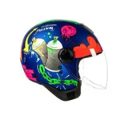 CAPACETE FREEWAY STREET AZUL METALIZADO FOSCO COM VERDE - loja online