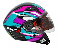 CAPACETE ABERTO X OPEN UP FOX COM VIS. INTERNA- AZUL TIFANNY na internet
