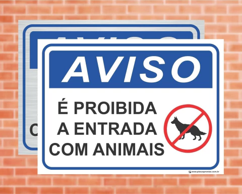 Placa Aviso É proibida a entrada com animais (AV24)