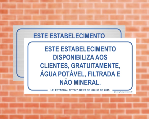 Placa Água gratuitamente Lei Nº 7047, 22/07/15 (Cod: EC16)