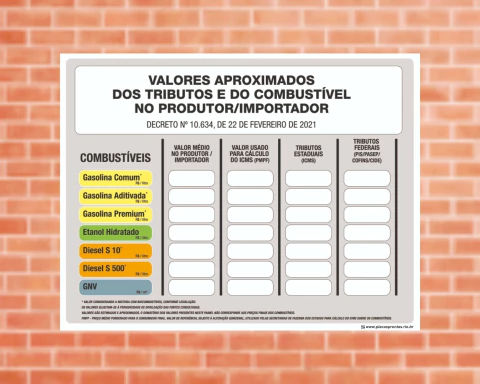 Placa 65x50cm Tributos Combustível Obrigatória da ANP para o Decreto 10.634 (Cod: COM01)