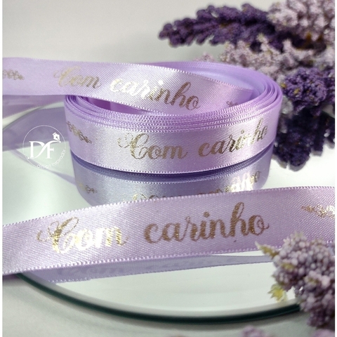 Fita de Cetim Com Carinho Lavanda - 10 metros | 15mm