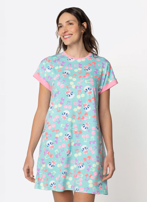 Camisola Manga Curta Viscolycra Feminina Unicórnio Cherry Puket