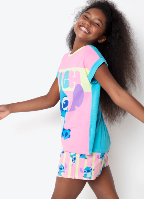 Pijama Manga Curta Viscolycra Menina Teen Stitch Puket