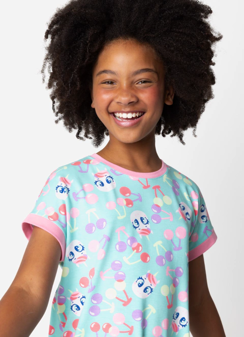 Camisola Manga Curta Viscolycra Menina Teen Unicórnio Cherry Puket