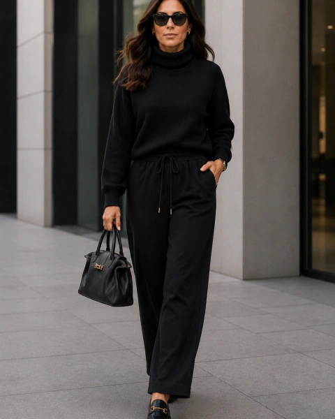 Conjunto lanzinha com blusa gola alta e calça reta