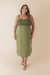 Vestido Midi Busto Canelado Verde