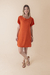 Vestido Curto Bolsos Laterais Telha