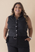 Colete Curto Linho Com Elastano Preto - comprar online