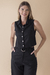 Colete Curto Linho Com Elastano Preto - Blumarine Rio