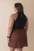 Short Saia Linho Com Cinto Forrado Marrom - loja online