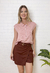 Short Saia Linho Com Cinto Forrado Marrom - comprar online