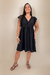 Vestido Curto Crepe Manga Godê Preto - comprar online