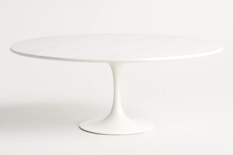 Mesa Saarinen Redonda 60cm com Tampo em Mármore Branco Extra - comprar online
