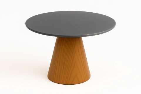 Mesa Cone Redonda 107cm em Mármore Cinza Absoluto