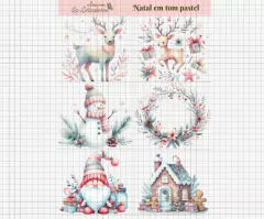 Imagem do Kit digital "Natal em Tom Pastel" - Link na descrição
